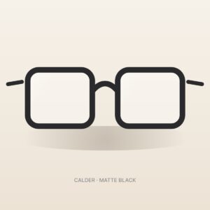 Calder matte black square eyeglasses – front view