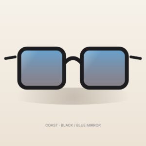 Coast black / blue mirror square sunglasses – front view