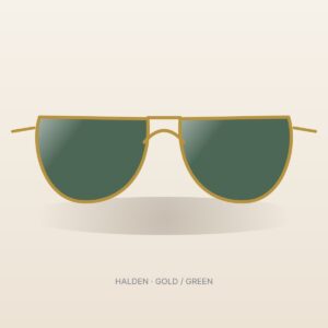 Halden gold / green aviator sunglasses – front view