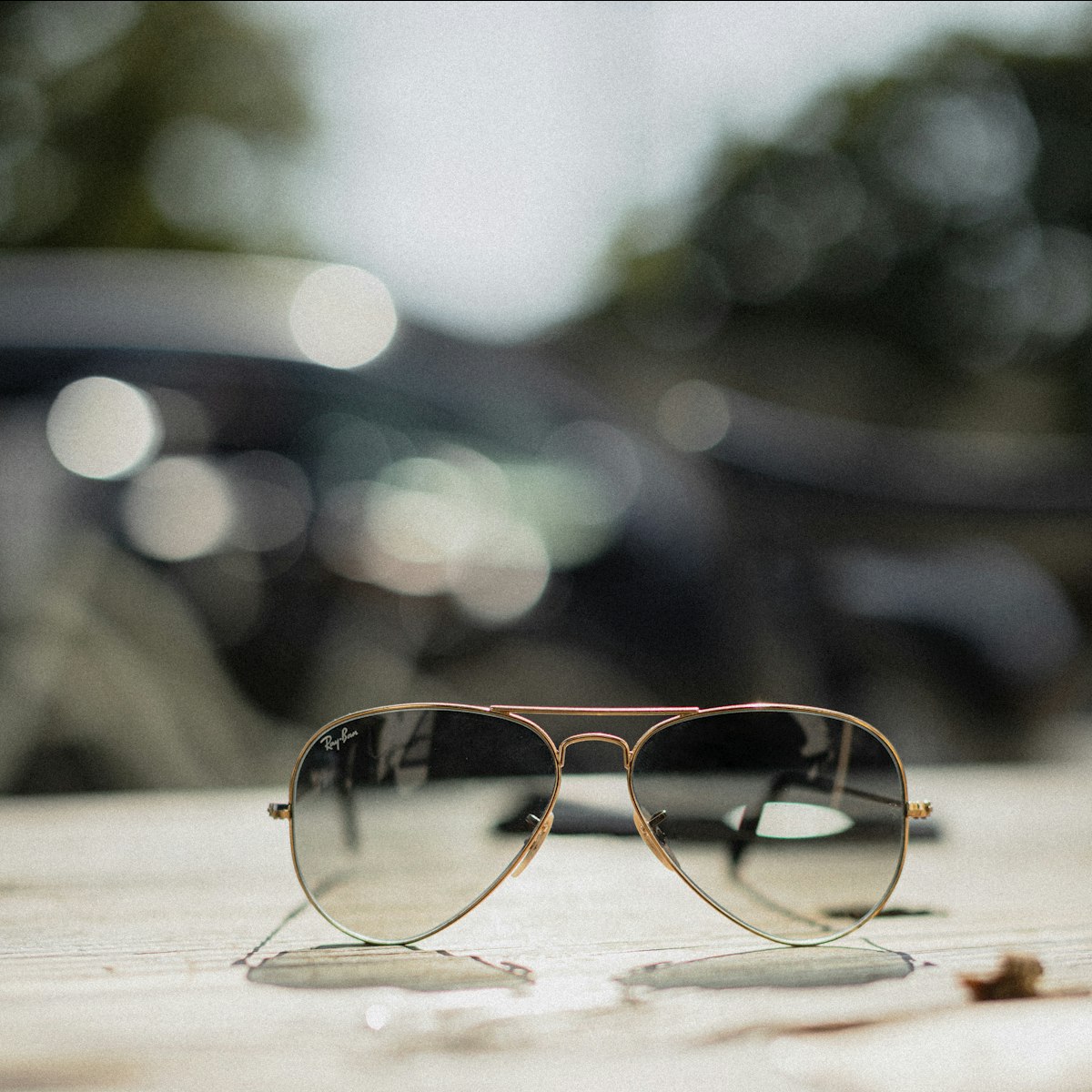 Aviator sunglasses outdoors