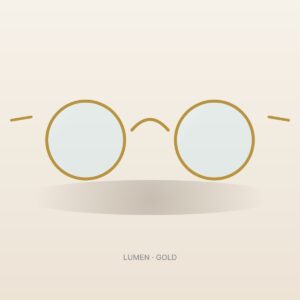 Lumen gold round blue light glasses – front view