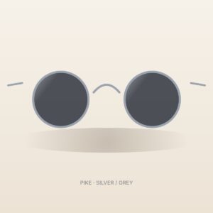 Pike silver / grey round sunglasses – front view