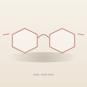 Sora rose gold geometric eyeglasses – front view